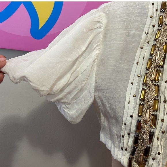 Supord Manage White Gold Beaded Bolero Cropped Jacket - Picture 2 of 13